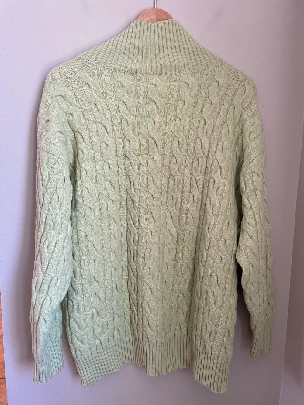Babaton Aritzia Stargaze Turtleneck Palm Green Cable Knit Merino Wool Large - Picture 5 of 10
